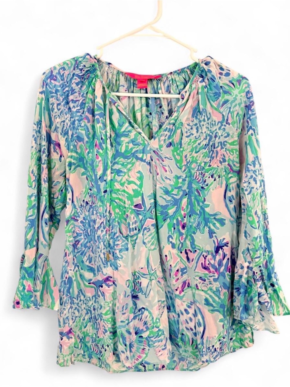 Lilly Pulitzer Pastel Floral V-Neck Blouse